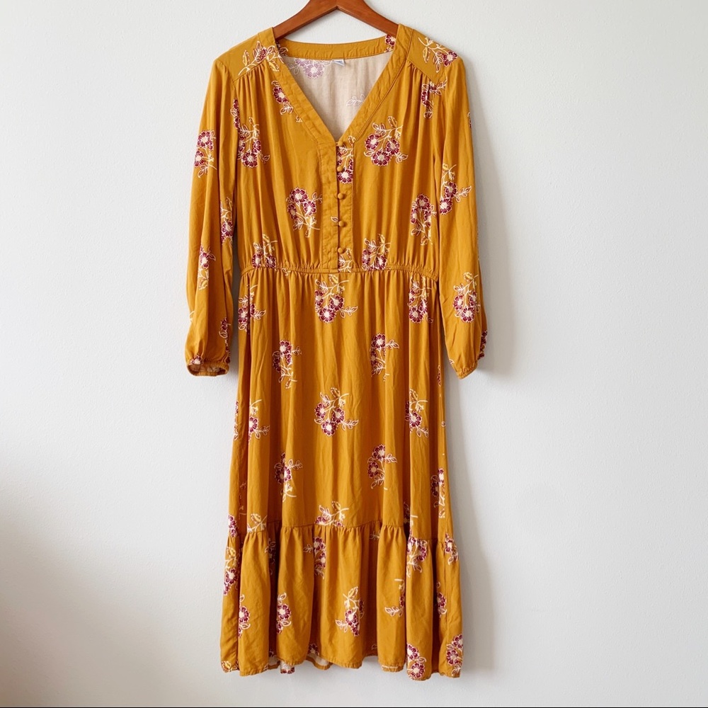 5/$25 Old Navy mustard yellow floral dress